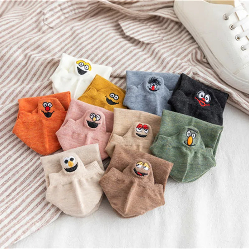 Women's Embroidered Smiley Socks