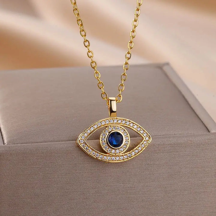 Zircon Blue Evil Eye Necklace