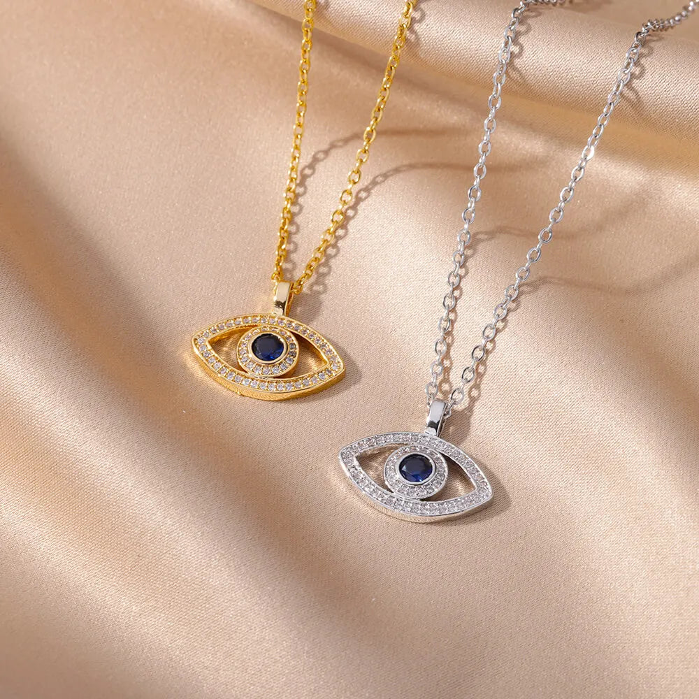 Zircon Blue Evil Eye Necklace