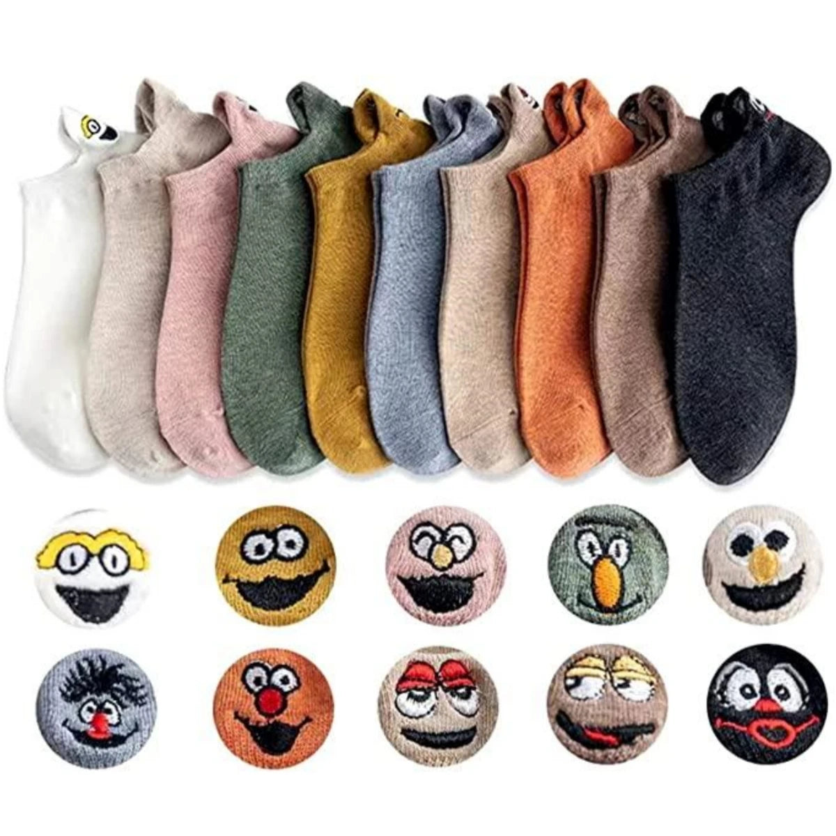 Women's Embroidered Smiley Socks