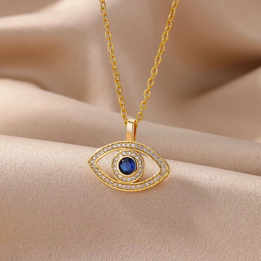 Zircon Blue Evil Eye Necklace