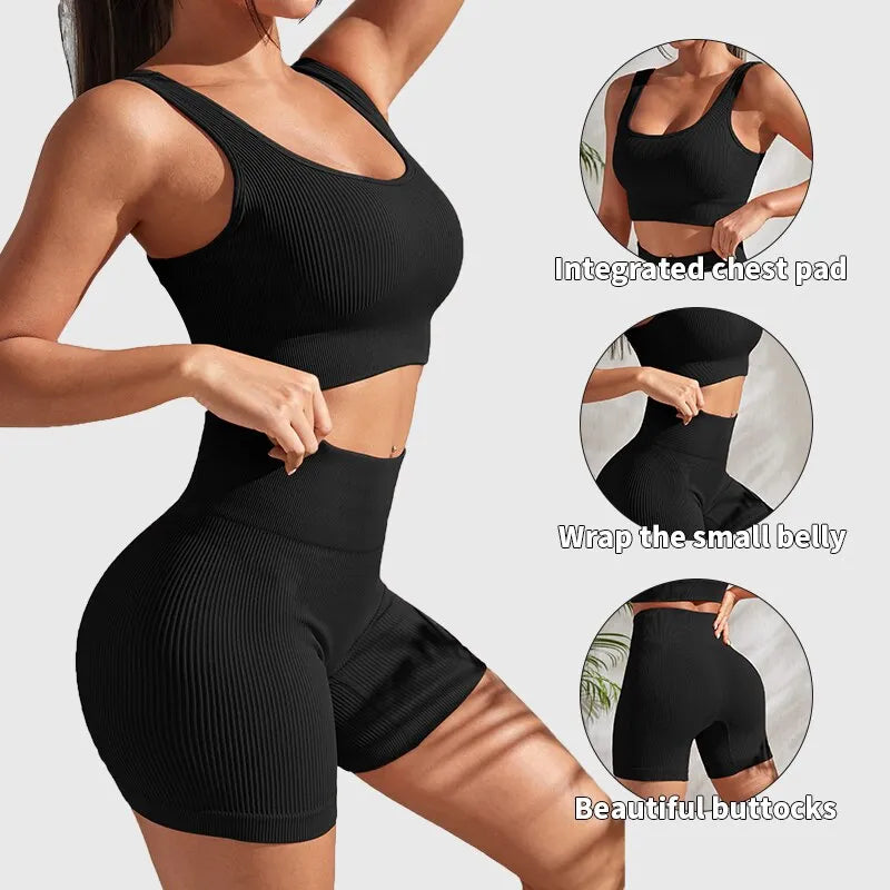 AuraFlow Seamless Ribbed Yoga Set